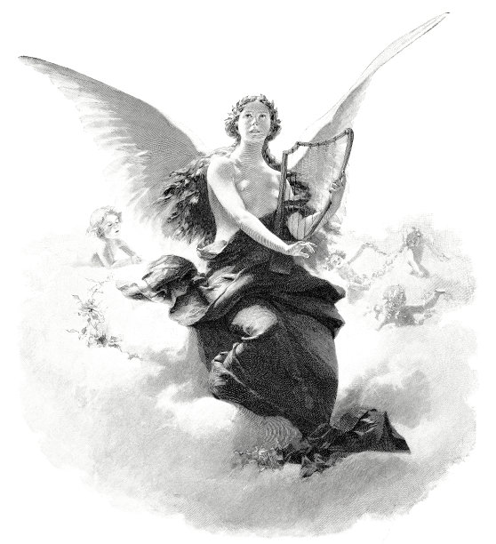 天使在云上弹奏竖琴图片下载