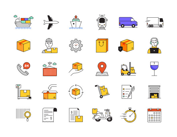 派送与物流元素2.5D图标合集图片下载