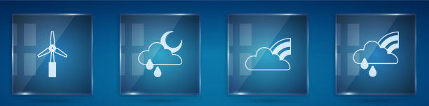 设置风力涡轮机云与雨和月亮图片下载