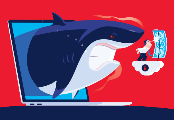 大鲨鱼通过笔记本电脑攻击商人图片下载