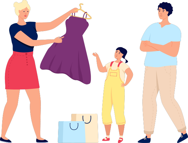 家人买衣服妈妈选择衣服图片下载