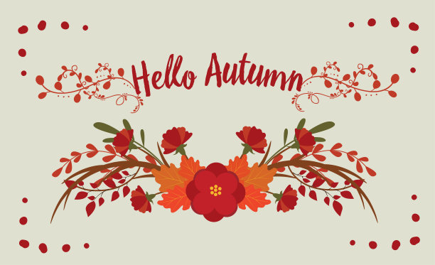 秋季卡片与手绘元素装饰图片下载