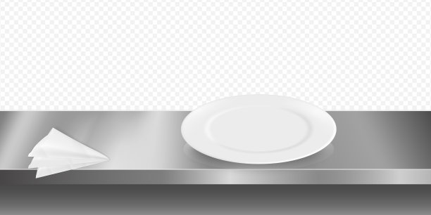 3d厨房台面视图。矢量绝缘金属台面逼真图片下载