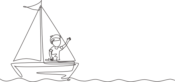 单线画微笑的小男孩图片下载