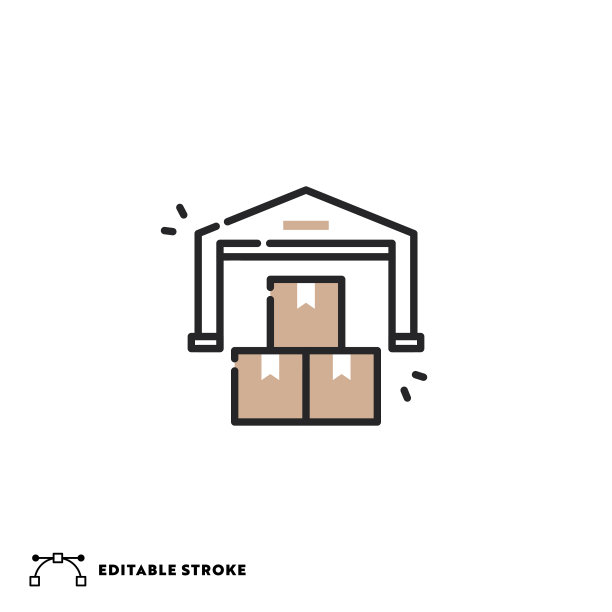 带有可编辑笔触的仓库平线图标图片下载