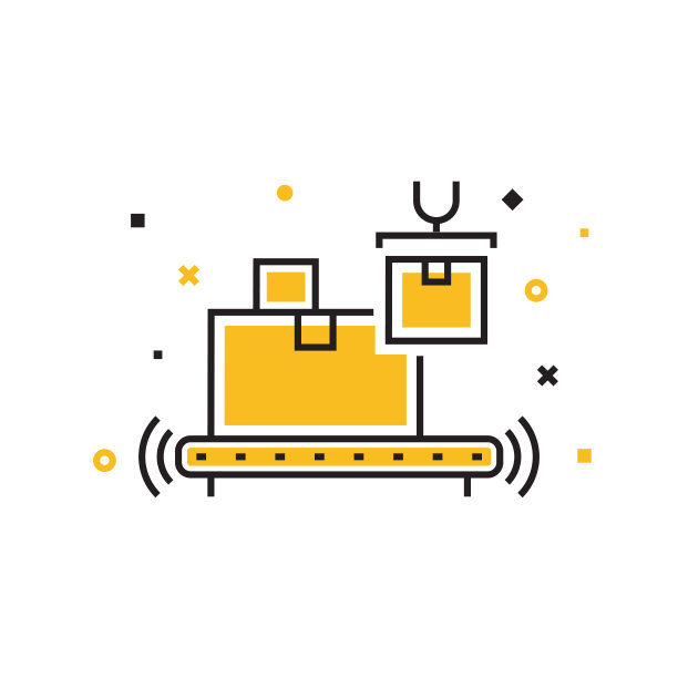 智能生产平面线图标，轮廓矢量符号插图。图片下载