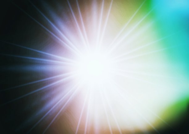 彩色光线在黑暗中闪耀的3D插图图片下载