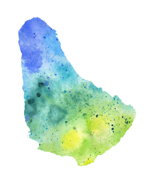 巴巴多斯水彩光栅地图插图图片下载