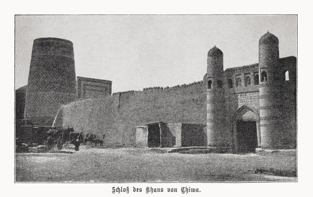 Itchan Kala东门，希瓦，乌兹别克斯坦，半色调印刷，1899年出版图片下载
