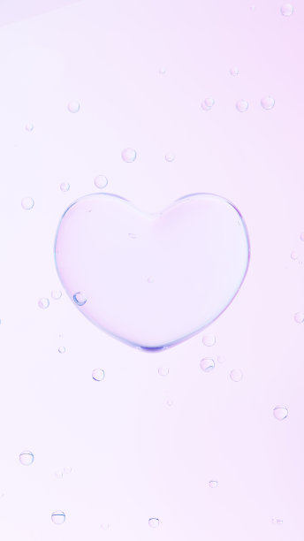 3 d演示。透明的心和多个泡沫在粉红色的背景。(垂直)图片下载