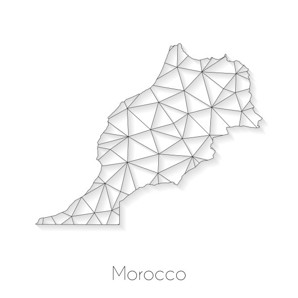 摩洛哥地图连接-网络网格上的白色背景图片下载