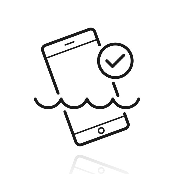 防水智能手机。白色背景上反射的图标图片下载