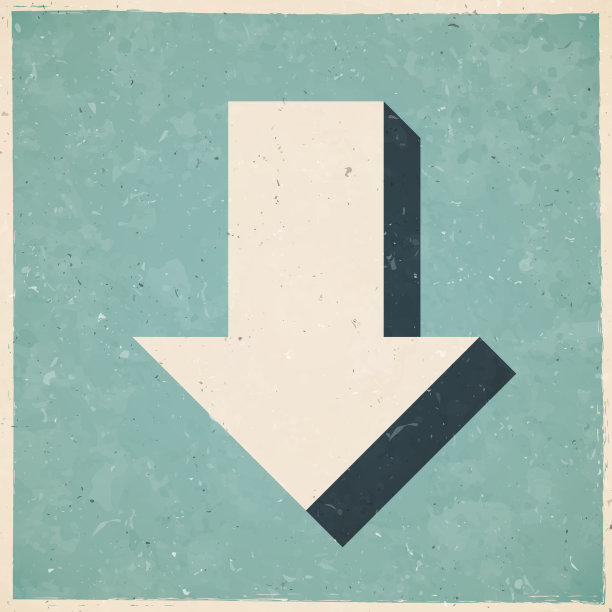 向下箭头。复古风格的图标-旧的纹理纸图片下载