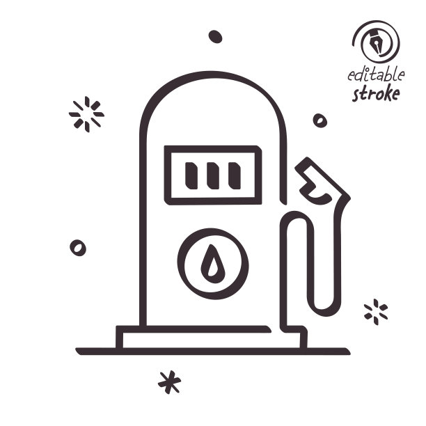 有趣的线条插图加油站图片下载