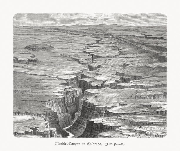 美国亚利桑那州的大理石峡谷，木刻，1897年出版图片下载