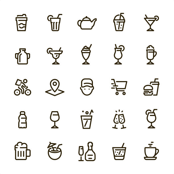 饮料和酒精-像素完美的线图标图片下载
