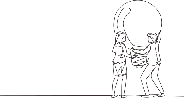 单线画两个人抱大想法图片下载