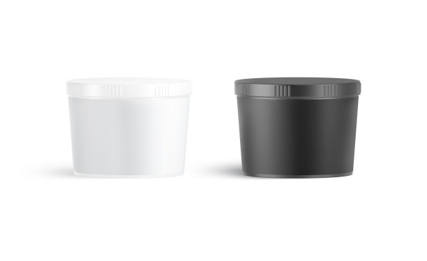 空白黑白增肌粉罐样机正视图图片下载