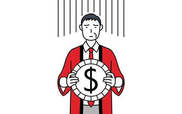 穿着红色快乐外套的老人，象征着汇兑损失或美元贬值图片下载