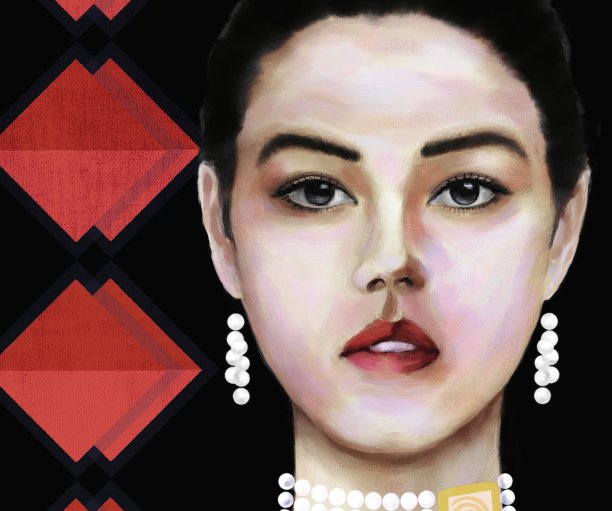 一个戴着珍珠首饰的年轻女子的肖像图片下载