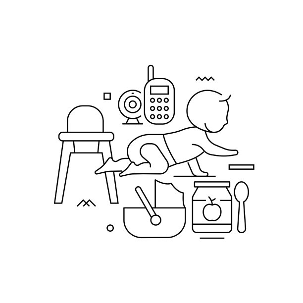 矢量集插图婴儿和母亲的概念。线条艺术风格的背景设计，网页，横幅，海报，印刷品等。矢量插图。图片下载