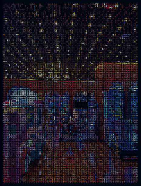 夜景中霓虹音乐风格的虚拟世界游乐场图片下载