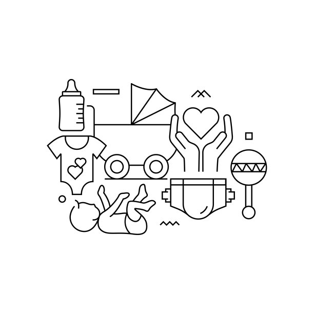 矢量集插图婴儿和母亲的概念。线条艺术风格的背景设计，网页，横幅，海报，印刷品等。矢量插图。图片下载