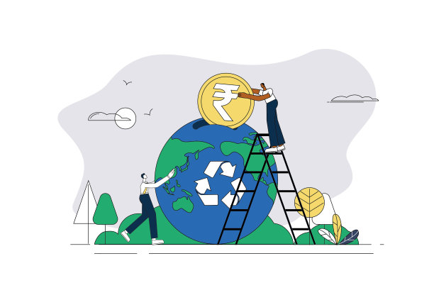 印度卢比与地球，地球环境捐赠基金概念图。图片下载