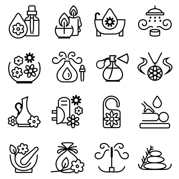 芳香疗法和香味产品概述图标图片下载