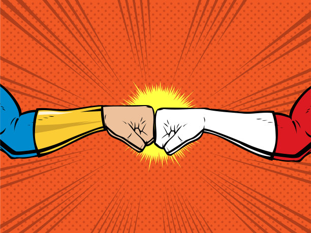 矢量波普艺术超级英雄拳头碰撞股票插图图片下载