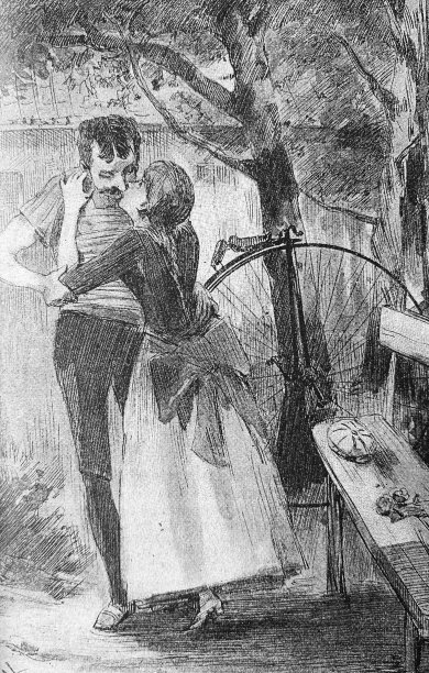 骑自行车的人在花园里接吻图片下载