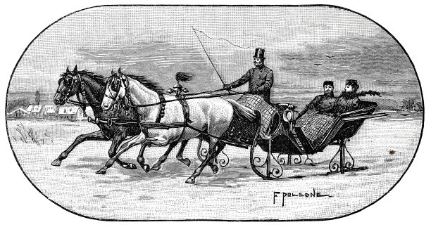 维也纳，一对夫妇冬天的雪橇之旅图片下载