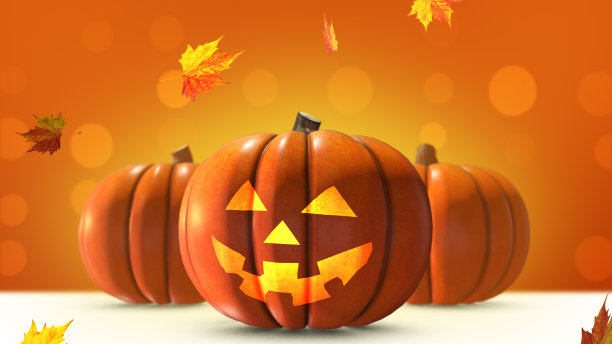 万圣节主题的落叶与粒子的背景图片下载