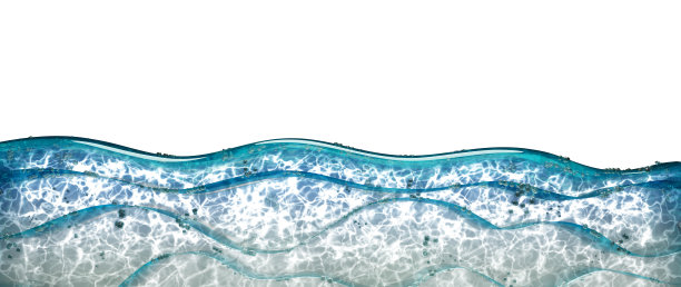 海浪。现实的蓝色海洋背景与泡沫。海水的纹理，旗帜。三维渲染图片下载