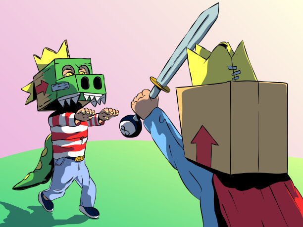 有趣可爱的卡通插图-孩子们在玩。角色扮演或戏剧表演的概念。图片下载