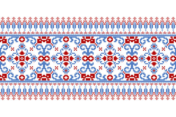 北欧花十字绣图案图片下载