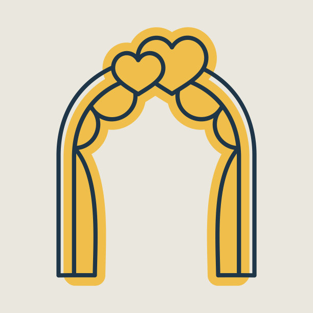 婚礼拱门与心隔离矢量图标图片下载