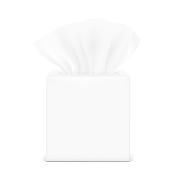 现实的纸巾与盒子。矢量插图隔离在白色背景上。前视图。图片下载