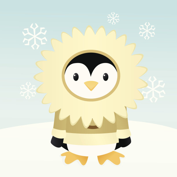 穿着皮大衣的企鹅图片下载