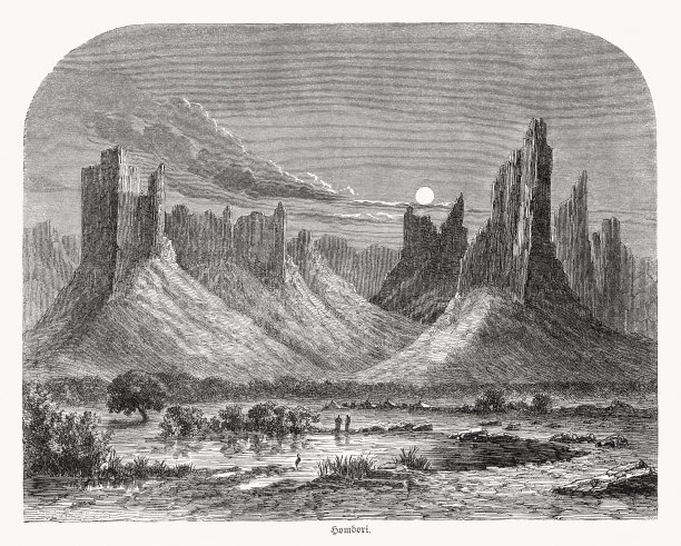 马里的洪波里山脉，木刻，1868年出版图片下载
