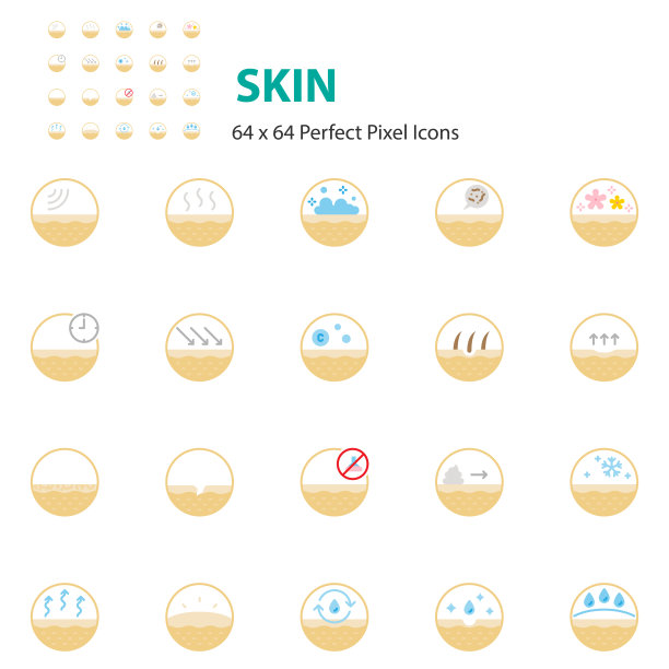 集皮肤图标，护肤，表皮，痤疮，毛孔图片下载
