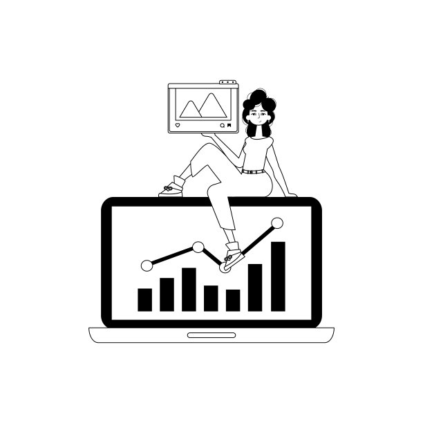 女朋友，照片和发行图。社会净收入纪律。炭白色线形时尚。时尚的风格，矢量插图图片下载