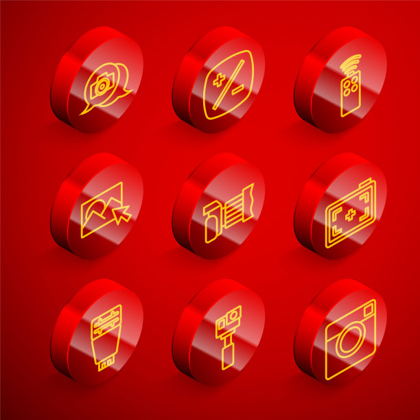 设置线相机，曝光补偿，遥控，修图，闪光和动作图标。向量图片下载