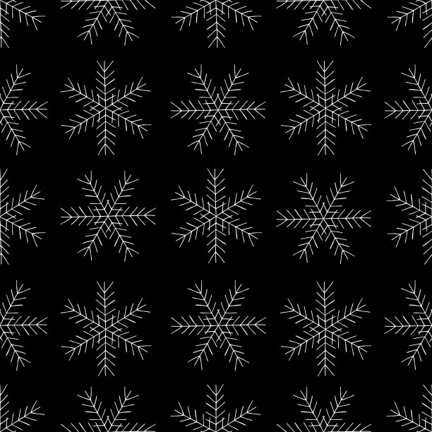 黑白无缝图案与手绘雪花。图片下载