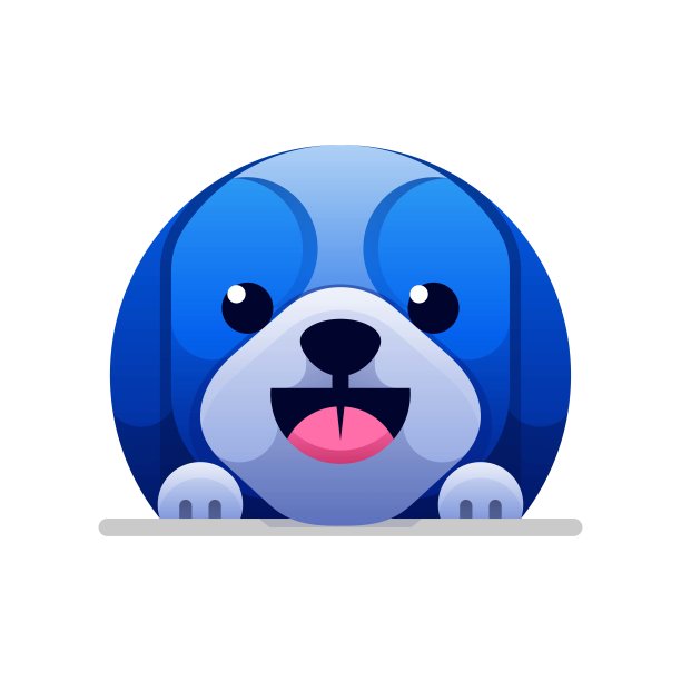 矢量插图狗可爱的渐变彩色风格图片下载