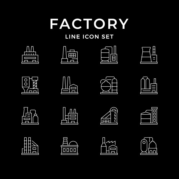 设置工厂或工厂的线条图标图片下载