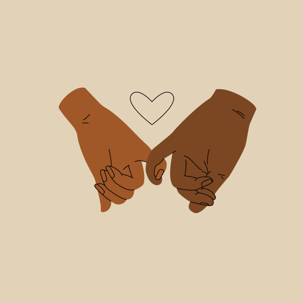 情侣手牵着手画平线。幸福的概念图片下载