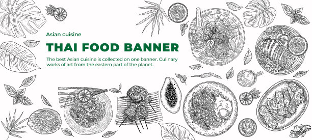 泰国食品横幅矢量集图片下载