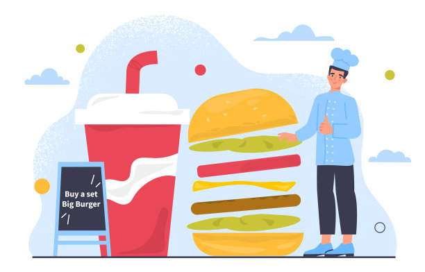 人与快餐矢量概念图片下载