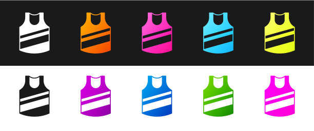 设置汗衫图标孤立的黑色和白色的背景。向量图片下载